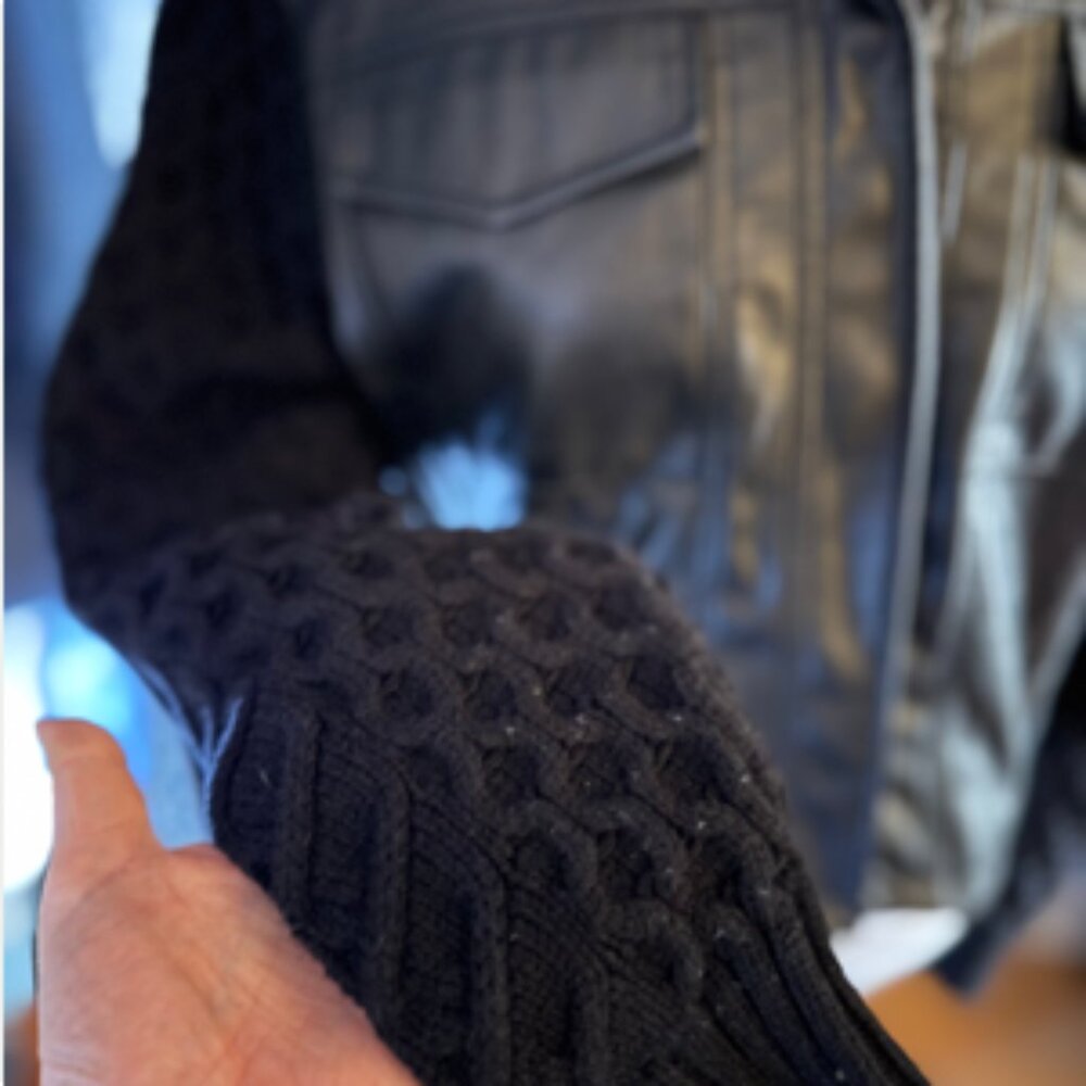 Anthropologie Black Mixed Media Bomber Jacket - L - Picture 5 of 7
